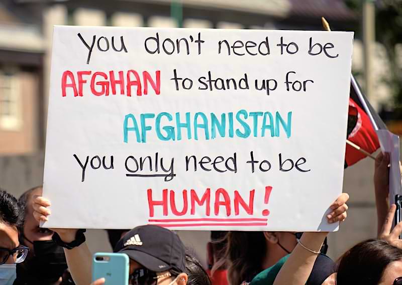 Stand up for Afghanistan sign